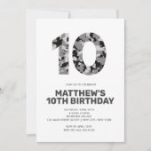 Invitation 10E Anniversaire, Gray Camo Fête personnalisée (Devant)