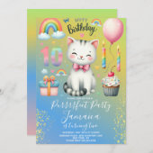 Invitation 10e anniversaire Kitten Rainbow Party (Devant / Derrière)