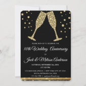 Invitation 10e anniversaire Mariage Champagne Glasses (Devant)