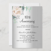 Invitation 10e anniversaire mariage de la verdure fleurie arg (Devant)