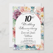 Invitation 10e anniversaire Mariage Élégant script floral (Devant)