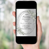 Invitation 10e anniversaire mariage verdure argent