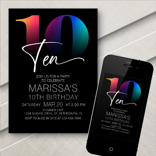 Invitation 10e anniversaire moderne