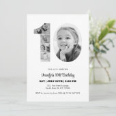 Invitation 10e anniversaire Numéro 10 photo Collage noir blan (Debout devant)