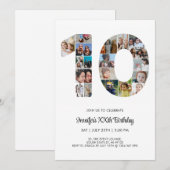 Invitation 10e anniversaire Numéro 10 Photo personnalisée Col (Devant / Derrière)