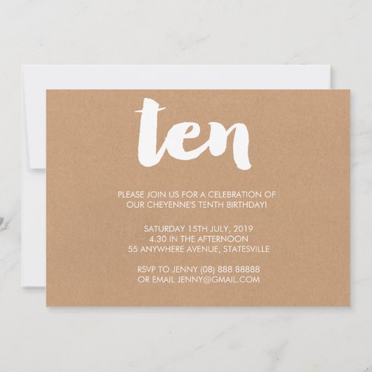 Invitation 10e anniversaire Numéro Dix Photo Overlay Invitati (Dos)