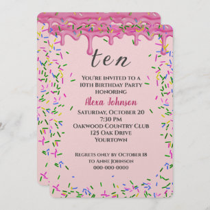 Invitation 10e Anniversaire Pink Icing Et Sprinkles