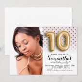 Invitation 10e anniversaire Polkadot Portrait (Devant / Derrière)