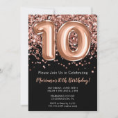 Invitation 10e anniversaire Rose noir Parties scin (Devant)