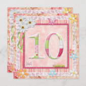 Invitation 10e anniversaire style scrapbooking (Devant / Derrière)