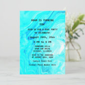 Invitation 10e anniversaire Turquoise Bleu Abstrait Artsy âge (Debout devant)