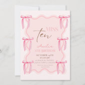 Invitation 10e Dusty Pink Bows Anniversaire Princesse (Devant)