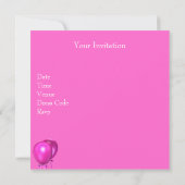 Invitation 10e fête d'anniversaire joli en ballons rose brill (Dos)