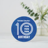 Invitation 10e fête d'anniversaire Moderne Royal Blue V03 (Debout devant)