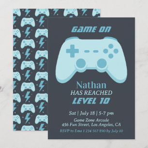 Invitation 10e Niveau supérieur de fête de jeu vidéo d'annive
