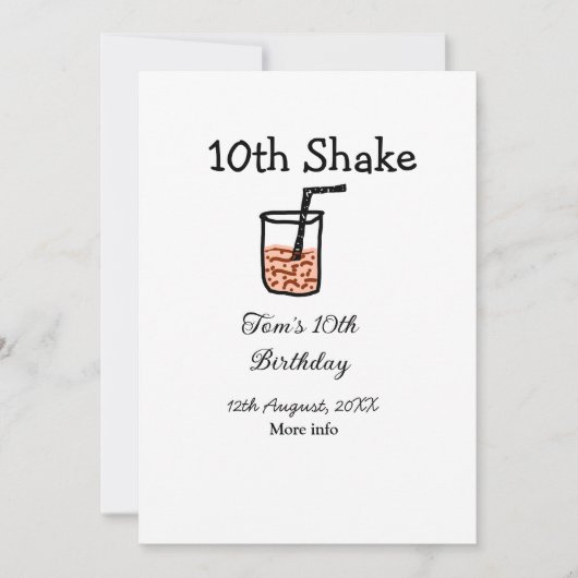 Invitation 10e Shake 10e anniversaire heureux milkshake scrib (Devant)