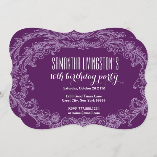 Invitation 10ème Cru pourpre V06 de modèle de fête (Devant / Derrière)