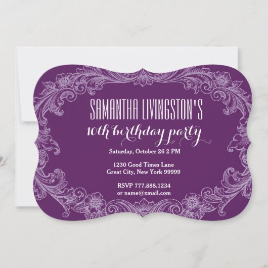 Invitation 10ème Cru pourpre V06 de modèle de fête (Devant)