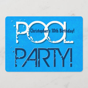 Invitation 10ème Fête d'anniversaire Piscine Ten Save the Dat