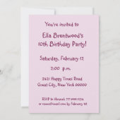 Invitation 10ème modèle W1174 de robe de ROSE de fête (Dos)