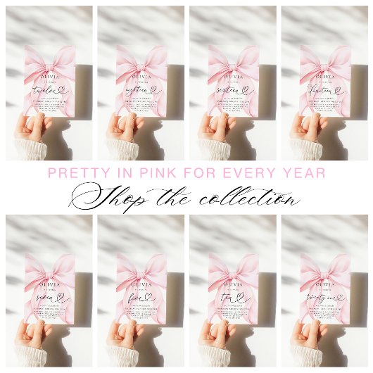 Invitation 10th Birthday Pink Bow Party