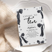 Invitation 10th Black Bow Birthday Party