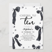 Invitation 10th Black Bow Birthday Party (Devant)