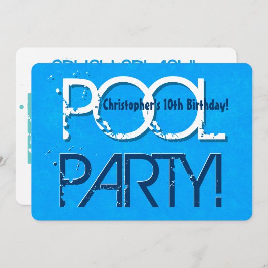 Invitation 10th Ten Birthday Pool Party Enregistrer la date P (Devant / Derrière)