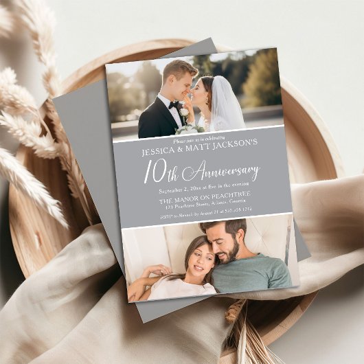 Invitation 10th Wedding Anniversary Celebration Then and Now