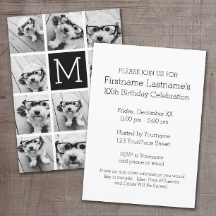 Invitation 11 Grille de Collage de Photos avec Monogramme