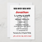 Invitation 11e anniversaire Ado moderne Motif noir et blanc (Dos)