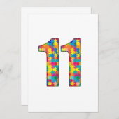 Invitation 11e Anniversaire Autisme Insertion Pour Garçon Fil (Devant / Derrière)