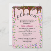 Invitation 11E Anniversaire Avec Glace Au Chocolat Et Saupoud (Devant)