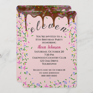 Invitation 11E Anniversaire Avec Glace Au Chocolat Et Saupoud