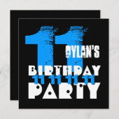 Invitation 11e anniversaire BLUE Grunge Z03B (Devant / Derrière)