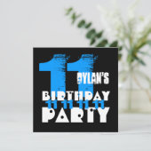 Invitation 11e anniversaire BLUE Grunge Z03B (Debout devant)