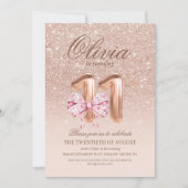 Invitation 11e anniversaire Chic Rose rose or Bow Anniversair (Devant)