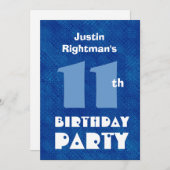 Invitation 11e anniversaire de l'enfant moderne Nom personnal (Devant / Derrière)