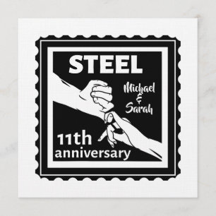 Invitation 11e anniversaire de mariage en se tenant la main