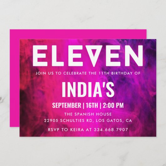 Invitation 11e anniversaire de Pink Neon (Devant / Derrière)