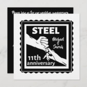 Invitation 11e anniversaire du mariage tenant la main (Devant / Derrière)