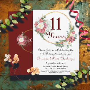 Invitation 11e anniversaire Mariage d'acier Rose Gold Frame