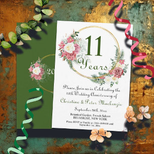 Invitation 11e anniversaire Mariage d'acier Rose Gold Frame