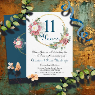 Invitation 11e anniversaire Mariage d'acier Rose Gold Frame