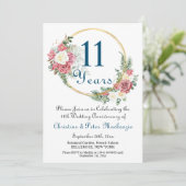 Invitation 11e anniversaire Mariage d'acier Rose Gold Frame (Debout devant)