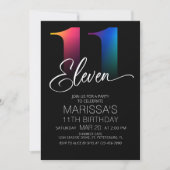 Invitation 11e anniversaire moderne (Devant)