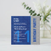 Invitation 11e anniversaire Moderne Bleu et Argent S307B (Debout devant)