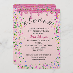 Invitation 11e Anniversaire Pink Icing Et Sprinkles