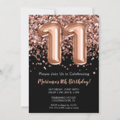 Invitation 11e anniversaire Rose noir Parties scin (Devant)