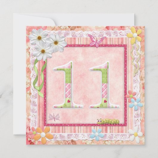 Invitation 11e anniversaire style scrapbooking (Devant)